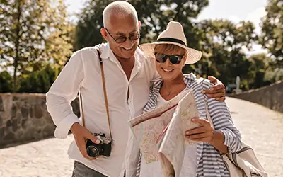 Active older couple enjoying clear, focused days