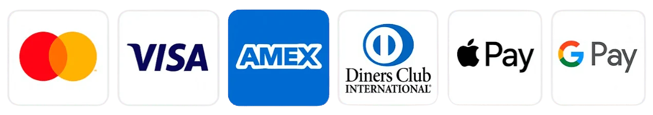 Accepted credit cards and payment methods